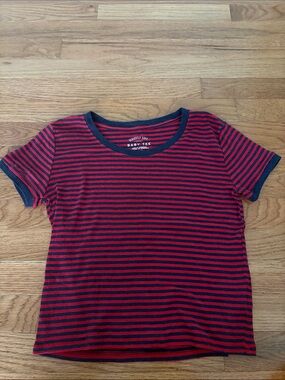 Aeropostale Red and Navy Striped Crop Top